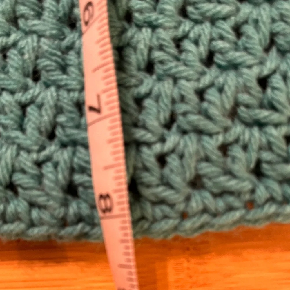 Handcrafted Teal Crochet Beanie with Multicolor Flower
